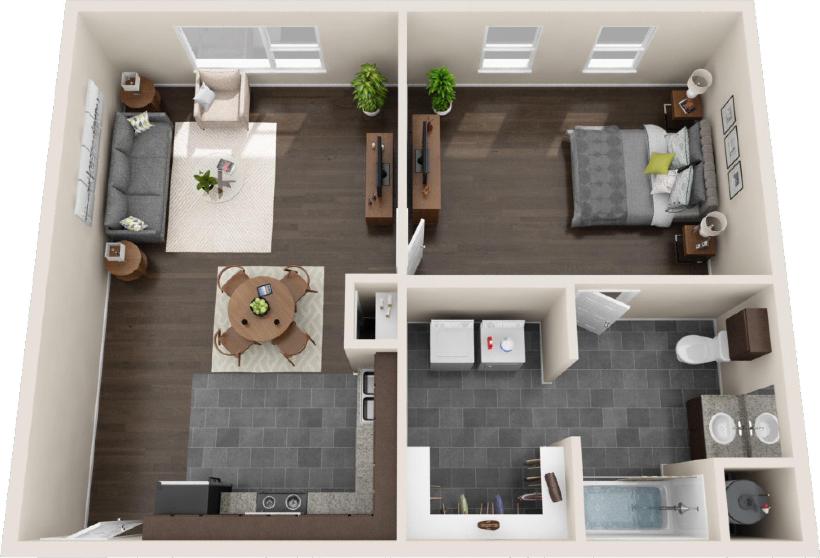 1 Bedroom / 1 Bathroom Floor Plan 1